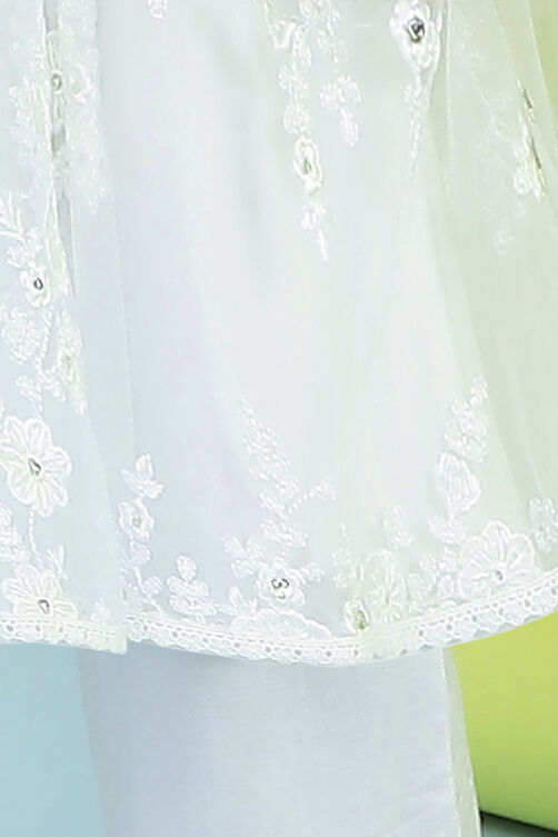 Off White Nylon Flared Suit Set image number 8