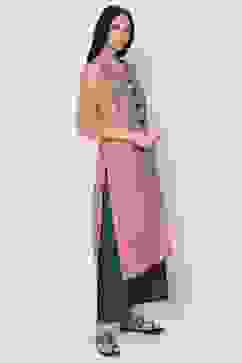 Peach Straight Kurta image number 3