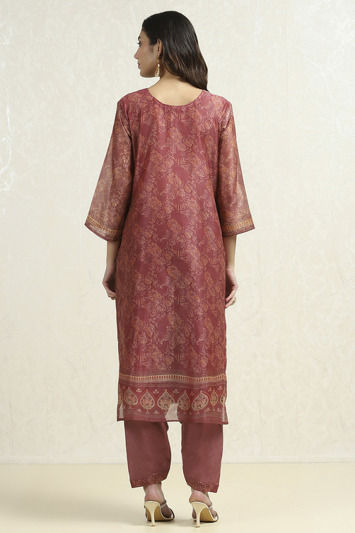 Grey Chanderi Printed Unstitched Suit Set image number 5