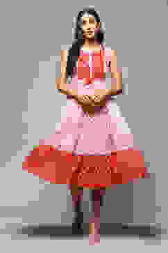 Red Cotton Tiered Dress image number 5