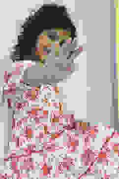 Red and White Cotton Floral Tiered Suit Set image number 7