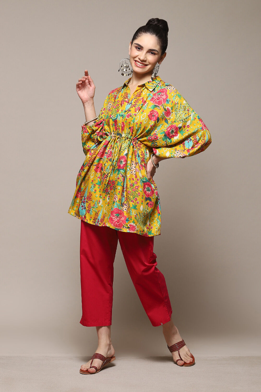 Teal LIVA Printed Top image number 0
