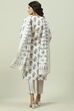 Off White Linen Digital Print Unstitched Suit Set image number 4