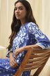 Blue Cotton Printed Straight Kurta image number 2