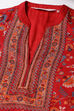 Red Woolen A-Line Kurta Slim Pant Suit Set image number 1