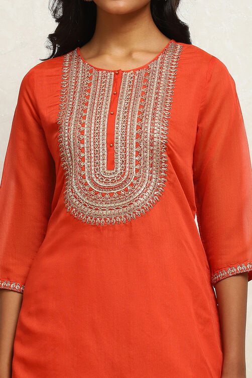 Black Embroidered Festive Straight Suit Set image number 1