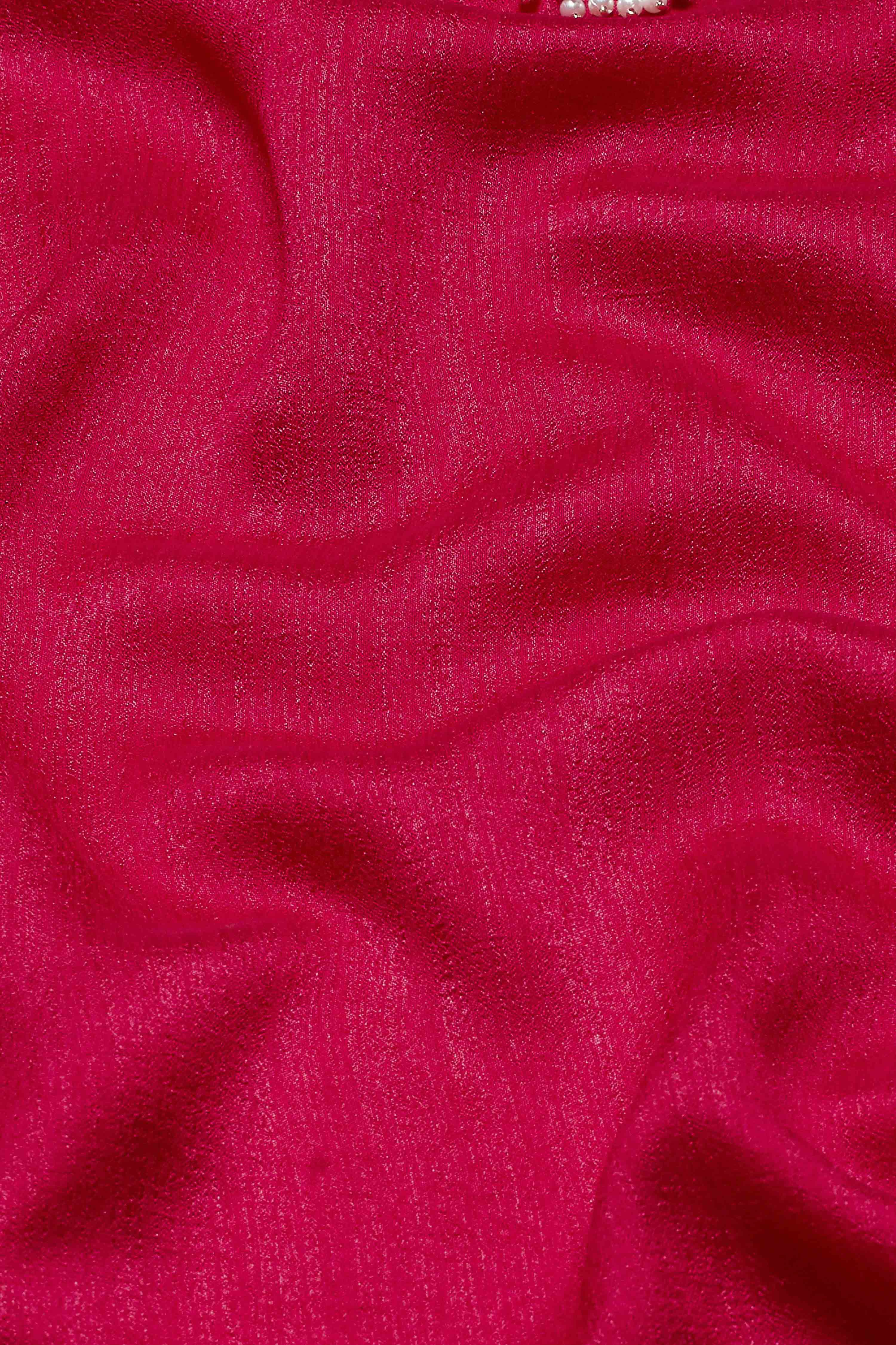 Red Polyester Straight Kurta image number 2