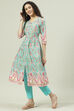 Dusky Pink Printed Cotton Gathered Suit Set image number 3