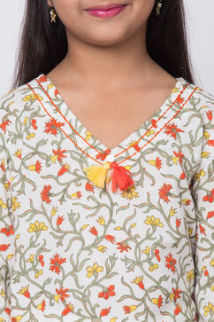 White Cotton A-Line Straight Kurta Palazzo Suit Set image number 1
