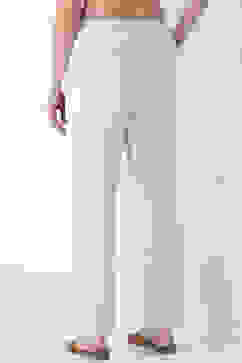 Off White Cotton Narrow Pants image number 5