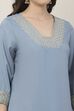 Powder Blue Viscose Rayon Straight Solid Kurta image number 1