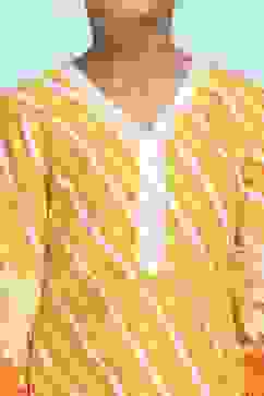 Orange Cotton Printed Straight Suit Set image number 1