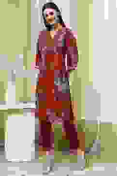 Coral Red Floral Printed Straight Kurta image number 2