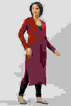 Maroon Acrylic Straight Yarndyed Kurta image number 0