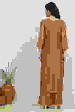 Orange Chanderi Unstitched Suit Set image number 5