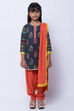 Navy Blue Cotton Straight Kurta Salwar Suit Set image number 0