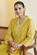 Mustard Cotton Silk Embroidered Straight Kurta Set image number 1