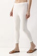 Maroon Cotton Lycra Solid Fitted Cropped Leggings image number 2
