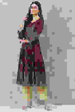 Brown Rayon A-Line Printed Kurta image number 2