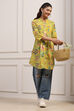 Pale Green Cotton Printed Straight Kurti