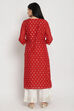 Red Art Silk Printed Kurti image number 4