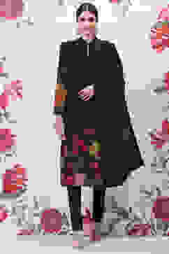 Rohit Bal Black Cotton Silk Straight Printed Suit Set image number 7