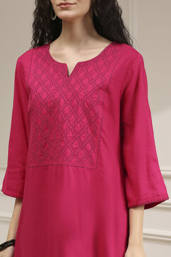 Pink Embroidered Straight Suit Set image number 1