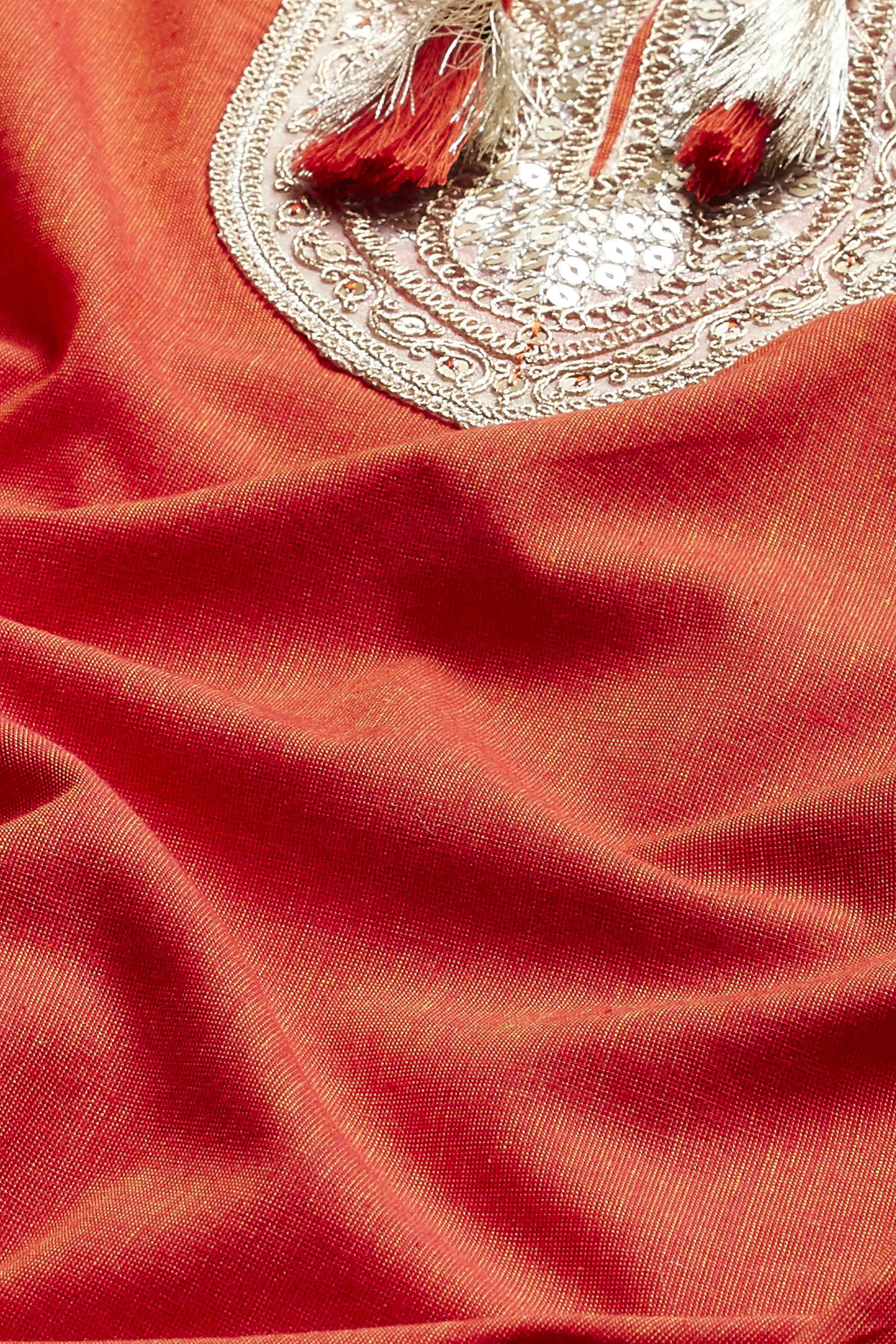Rust Cotton Yoke Design Straight Kurta Set image number 3
