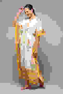 Off White & Must Cotton Printed Kaftan image number 2