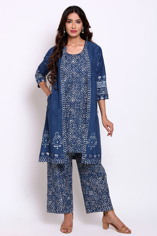 Indigo Cotton Straight Fusion Wear 3 Piece Set image number 0