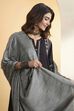 Grey Dupion Viscose Shimmer Dupatta image number 1