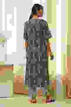 Black and Beige Printed Straight Kurta Set image number 4