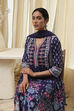 Indigo Cotton Floral Anarkali Suit Set image number 7
