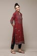 Brown LIVA Straight Printed Kurta image number 3