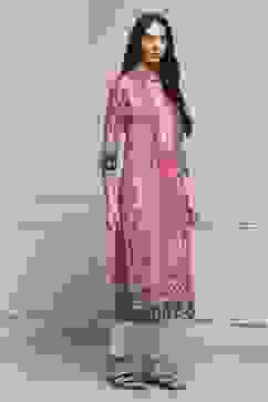 Plum Cotton Straight Printed Kurta image number 2