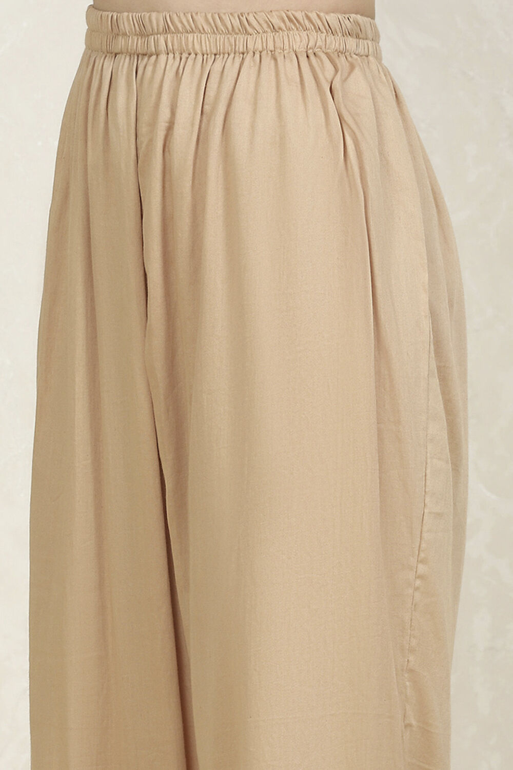 Beige Chanderi Hand Embroidered Unstitched Suit Set image number 3