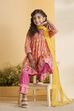 Pink Cotton Floral Anarkali Kurta Set