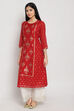 Red Art Silk Printed Kurti image number 2
