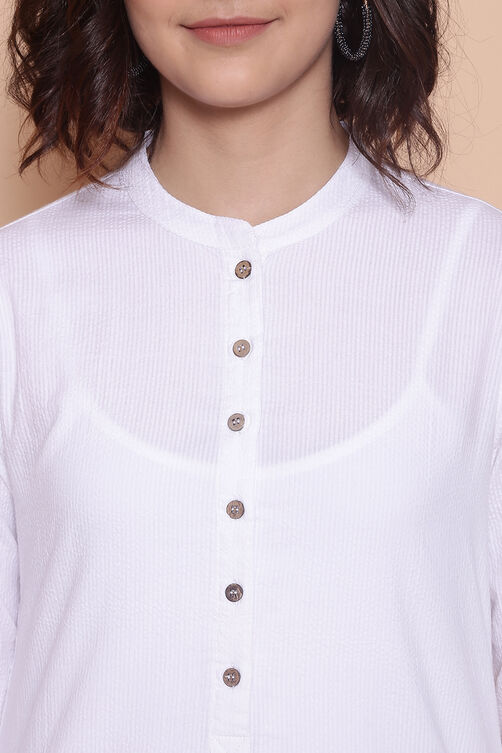 White Cotton Yarndyed Kurta image number 1