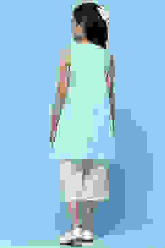 Sky Blue Schiffli Cotton Kurta & Palazzo image number 3