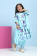 Blue Cotton Printed Tiered Suit Set image number 5