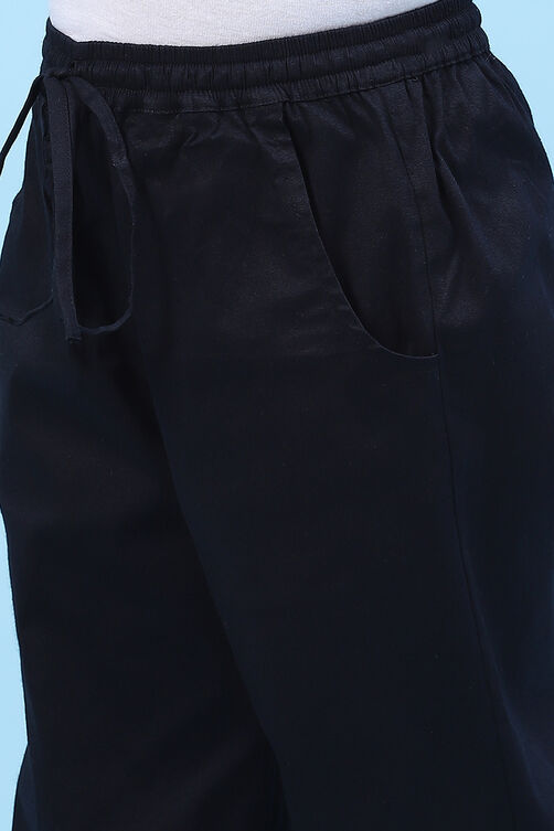 Powder Blue Cotton Solid Pant image number 1