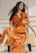 Mustard Yellow Printed Flared Dress