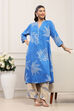Blue LIVA Straight Printed 2 Piece Set image number 0
