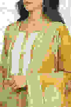 Yellow Cotton Floral Printed Unstitched Suit Set image number 2