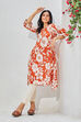 Burnt Orange LIVA Straight Printed Kurta image number 0