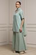 Light Green Cotton Straight Dyed Suit Set image number 3