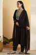 Black Viscose Rayon Solid Suit Set image number 3