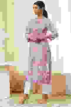 Lavender Printed Straight Kurta image number 2