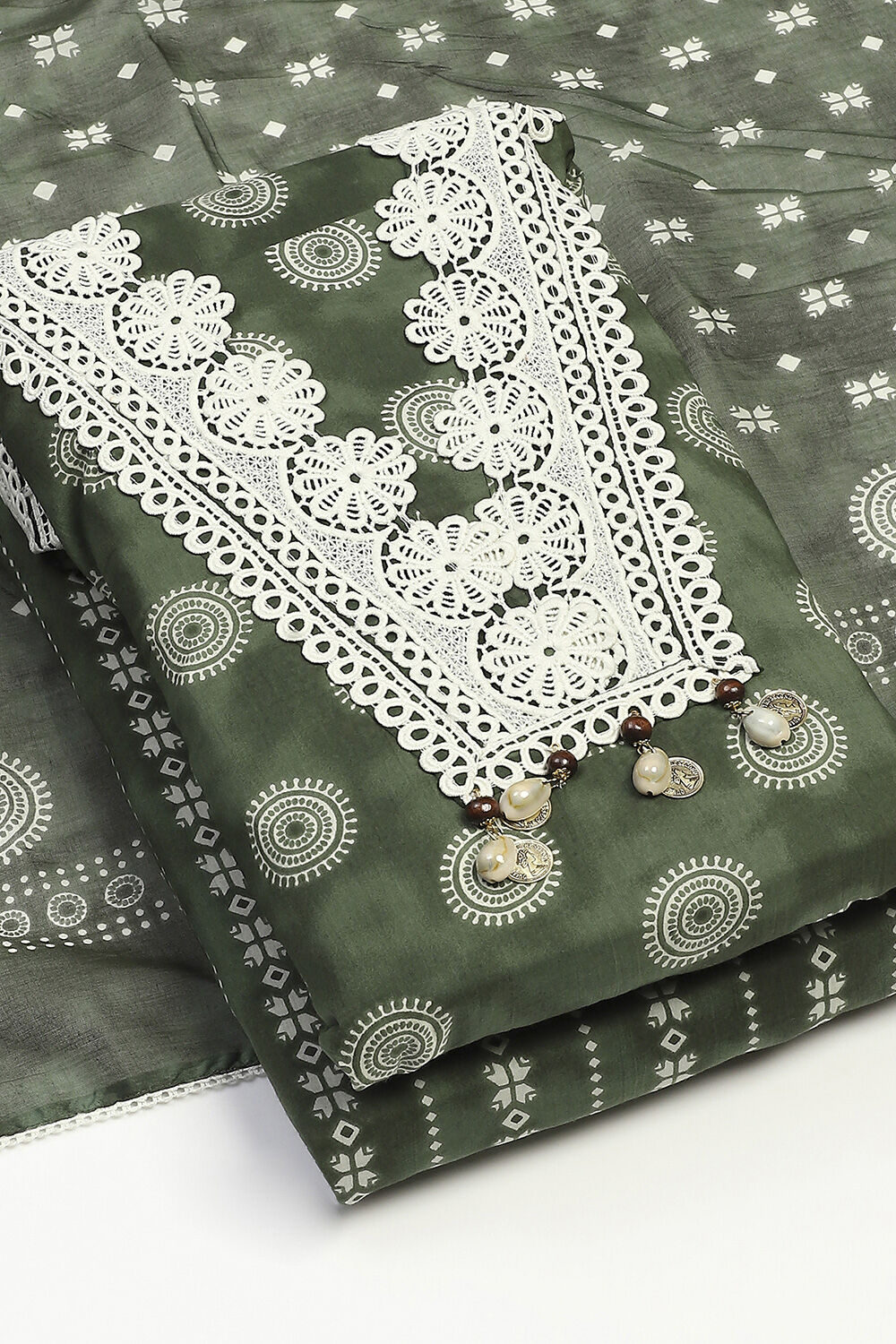 Indigo Cotton Unstitched Suit Set image number 5